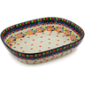 Polish Pottery Platter 12&quot; Floral Puzzles UNIKAT