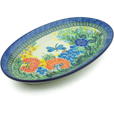 Polish Pottery Platter 12&quot; Garden Delight UNIKAT