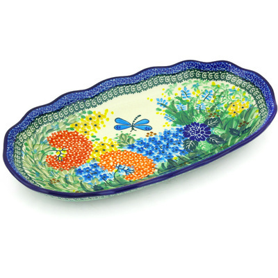 Polish Pottery Platter 12&quot; Garden Delight UNIKAT