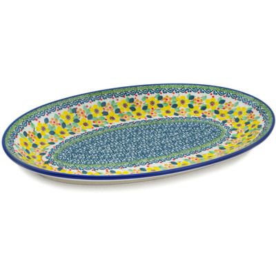 Polish Pottery Platter 12&quot; Happy Thoughts UNIKAT
