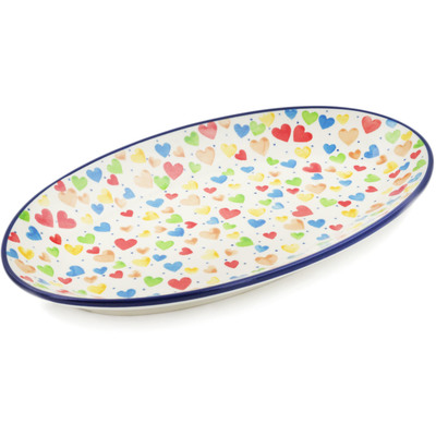 Polish Pottery Platter 12&quot; In Love With Love UNIKAT