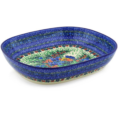 Polish Pottery Platter 12&quot; Mosaic Butterfly UNIKAT