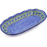Polish Pottery Platter 12&quot; Peacock Feather