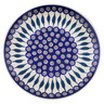 Polish Pottery Platter 12&quot; Peacock Leaves