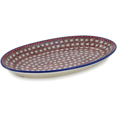 Polish Pottery Platter 12&quot; Rich Mocha UNIKAT