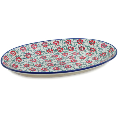 Polish Pottery Platter 12&quot; Rose Vines UNIKAT