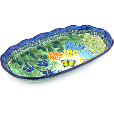 Polish Pottery Platter 12&quot; Spring Garden UNIKAT
