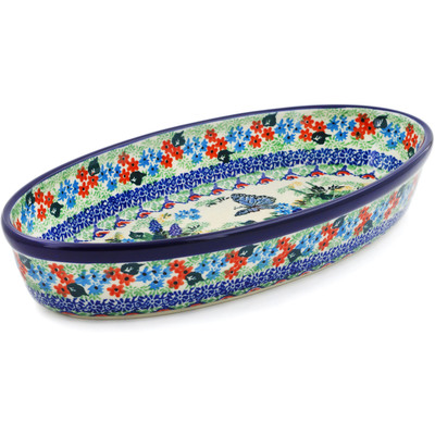 Polish Pottery Platter 12&quot; Summer Landscape UNIKAT