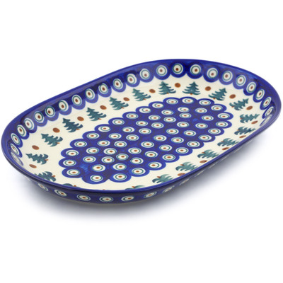 Polish Pottery Platter 13" Autumn Evergreen