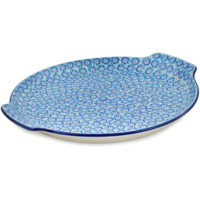 Polish Pottery Platter 13&quot; Azul Field