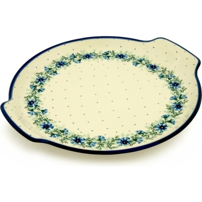Polish Pottery Platter 13&quot; Blue Bell Wreath