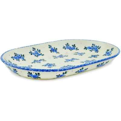 Polish Pottery Platter 13&quot; Blue Berry Special UNIKAT