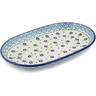 Polish Pottery Platter 13&quot; Blue Bursts