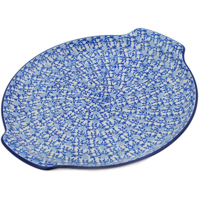 Polish Pottery Platter 13&quot; Blue Forest