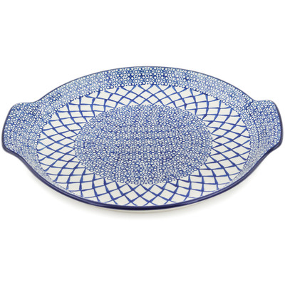 Polish Pottery Platter 13&quot; Blue Harmony