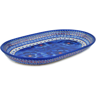 Polish Pottery Platter 13&quot; Blue Heaven UNIKAT
