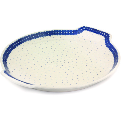 Polish Pottery Platter 13" Blue Polka Dot