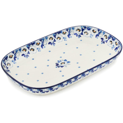 Polish Pottery Platter 13&quot; Blue Spring