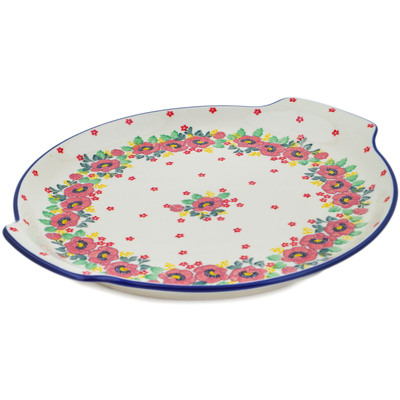 Polish Pottery Platter 13&quot; Blushing Poppies