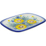Polish Pottery Platter 13&quot; Bright Blooms UNIKAT