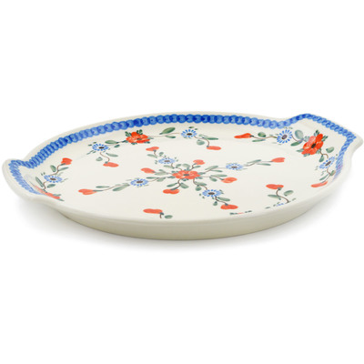 Polish Pottery Platter 13&quot; Cherry Blossoms