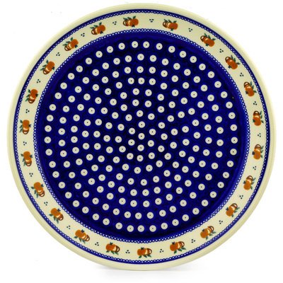 Polish Pottery Platter 13&quot; Country Apple Peacock