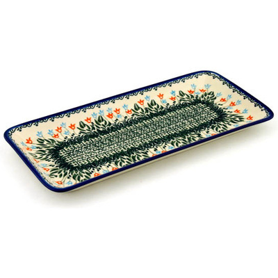Polish Pottery Platter 13&quot; Dancing Tulips