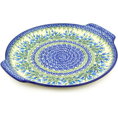 Polish Pottery Platter 13&quot; Feathery Bluebells