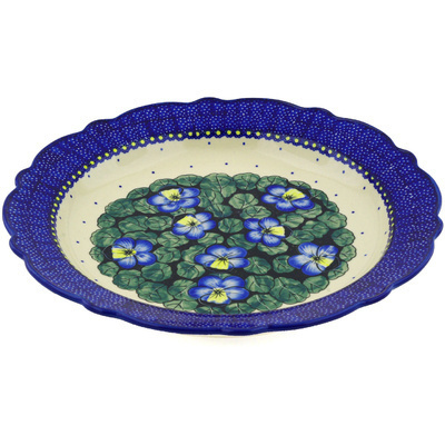 Polish Pottery Platter 13&quot; Flower In The Grass UNIKAT