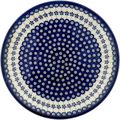 Polish Pottery Platter 13&quot; Flowering Peacock