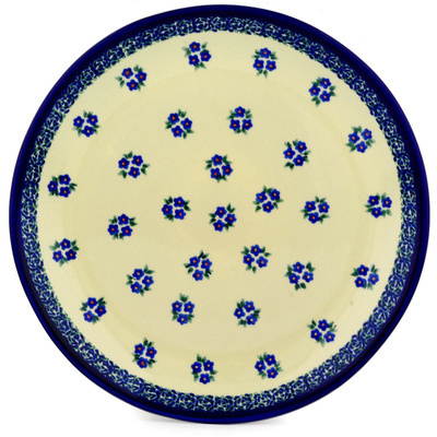 Polish Pottery Platter 13&quot; Forget Me Not Dots