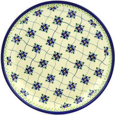 Polish Pottery Platter 13" Gingham Trellis