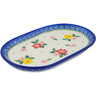 Polish Pottery Platter 13&quot; Hibiscus Splendor