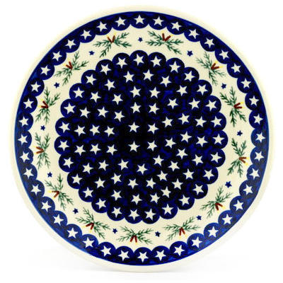 Polish Pottery Platter 13&quot; Holly Stars