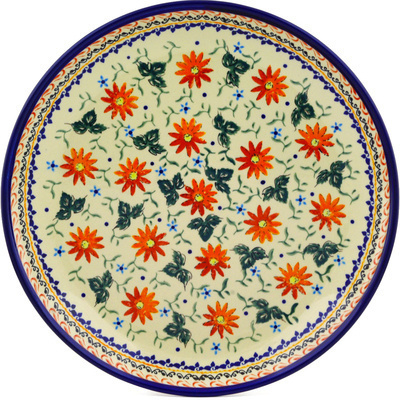 Polish Pottery Platter 13&quot; Mexican Flame UNIKAT