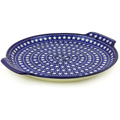 Polish Pottery Platter 13&quot; Midnight Stars