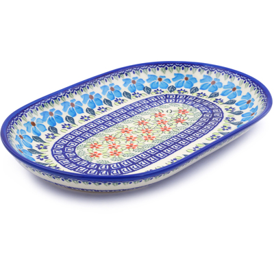 Polish Pottery Platter 13&quot; Pansy Morning