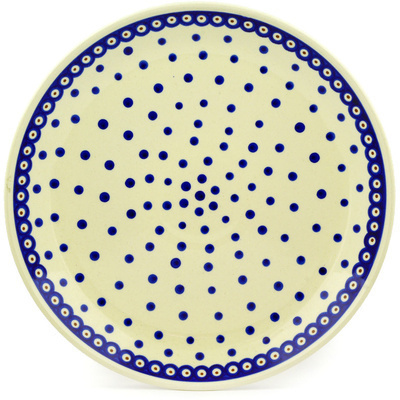 Polish Pottery Platter 13" Peacock Dots