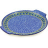 Polish Pottery Platter 13&quot; Peacock Feather