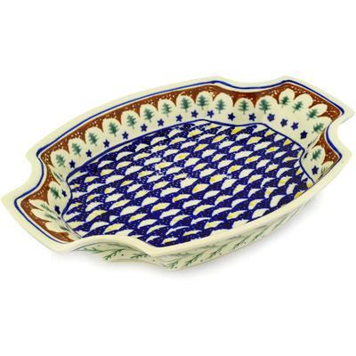 Polish Pottery Platter 13&quot; Pine Boughs