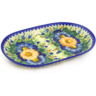 Polish Pottery Platter 13&quot; Poppy Trio UNIKAT