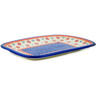 Polish Pottery Platter 13&quot; Red Daisy