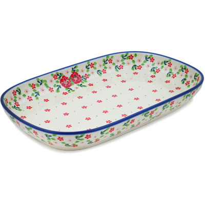 Polish Pottery Platter 13&quot; Rosy Cheeks