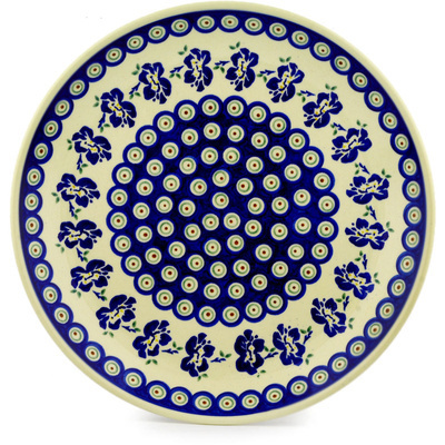 Polish Pottery Platter 13&quot; Royal Iris Peacock