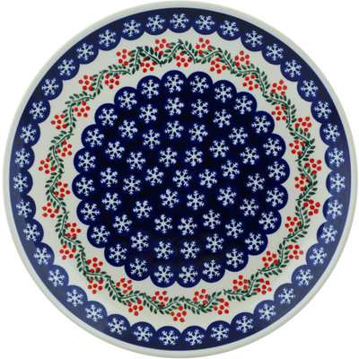 Polish Pottery Platter 13&quot; Snowflakes Tree