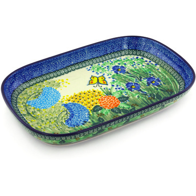 Polish Pottery Platter 13&quot; Spring Garden UNIKAT