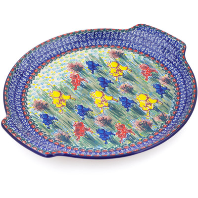 Polish Pottery Platter 13&quot; Spring Iris UNIKAT