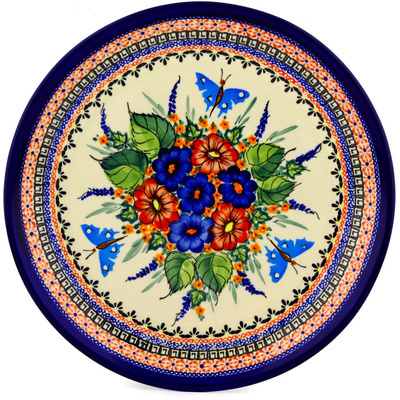 Polish Pottery Platter 13&quot; Spring Splendor UNIKAT