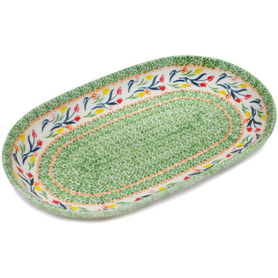 Polish Pottery Platter 13&quot; Tulip Ring