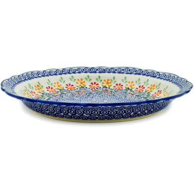 Polish Pottery Platter 13&quot; Wave Of Flowers